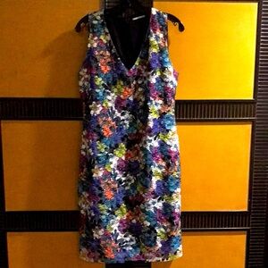 T Tahari multi colored floral print dress